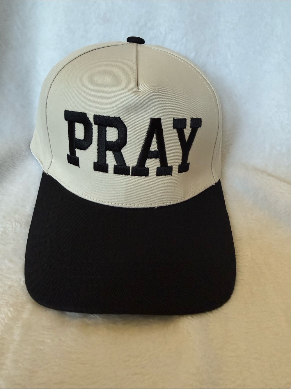 PRAY Two-Tone Baseball Cap - Black and Cream